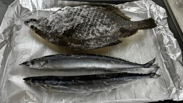 冷凍のカレイの干物とさんま