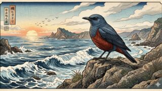 イソヒヨドリ　浮世絵