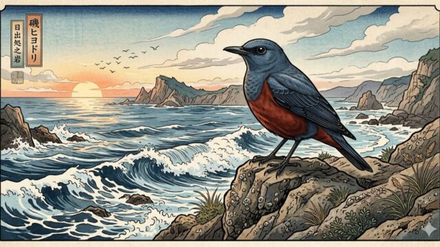 イソヒヨドリ　浮世絵