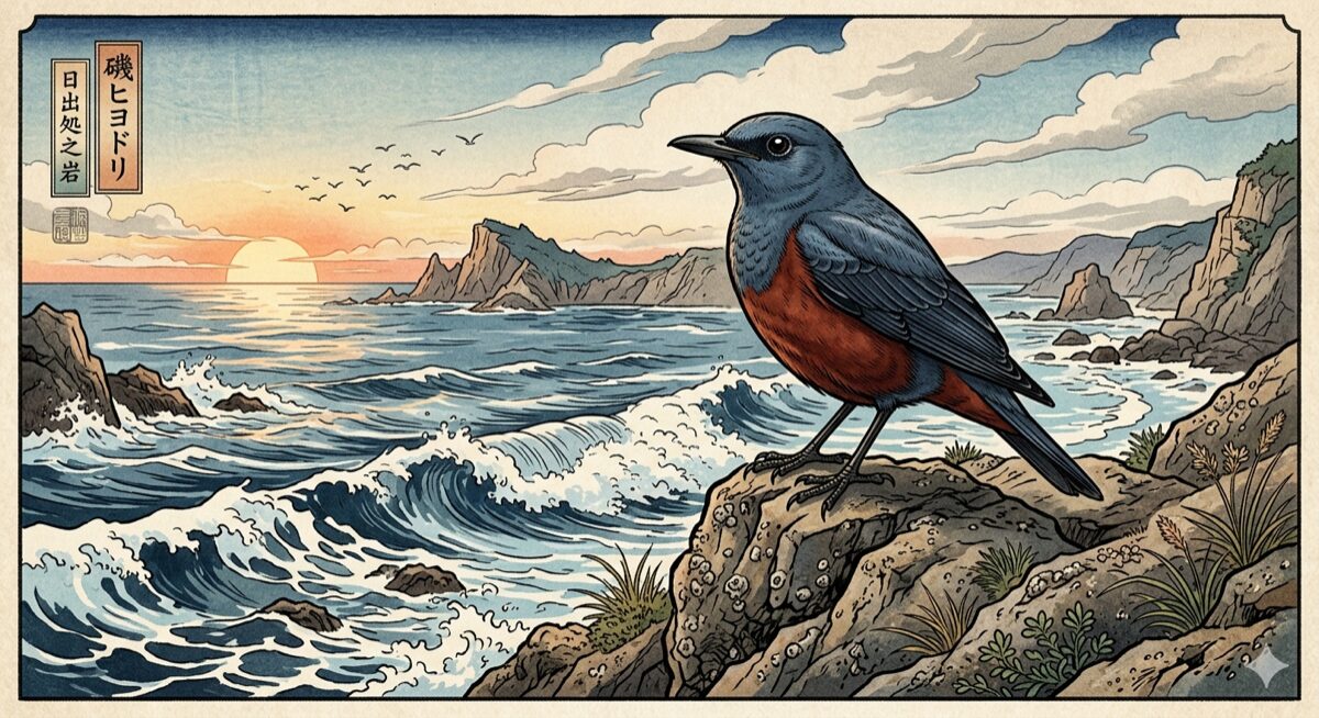 イソヒヨドリ　浮世絵