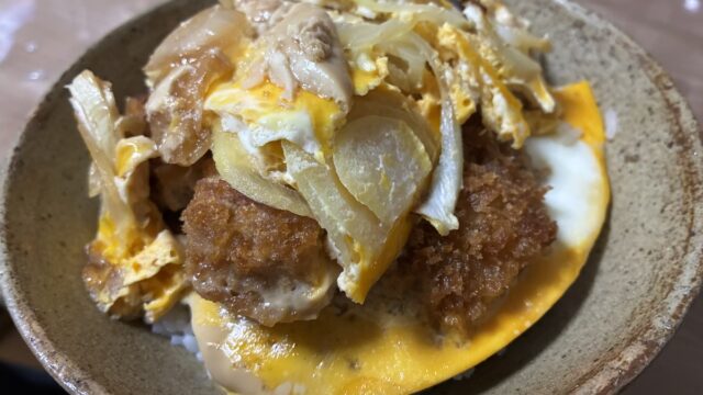器に盛り付けたカツ丼