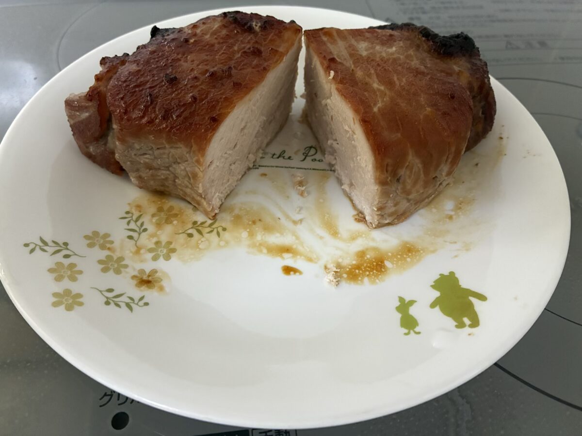 ヘルシオで焼き上がった焼き豚の断面