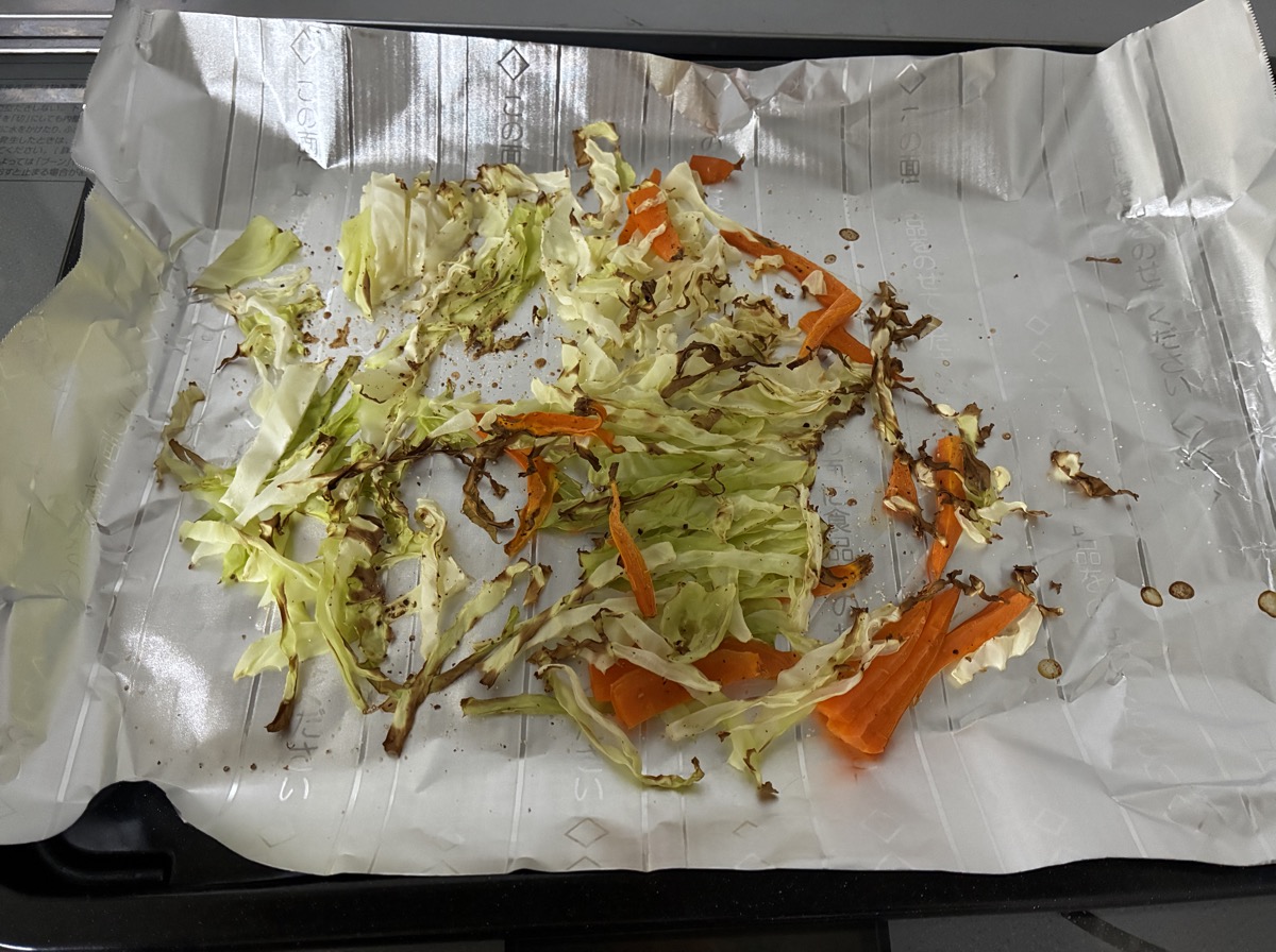 ヘルシオの「焼く」で仕上げた野菜炒め